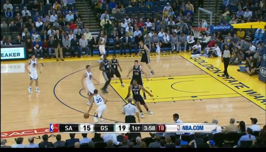 Steph Curry shakes Gary Neal
