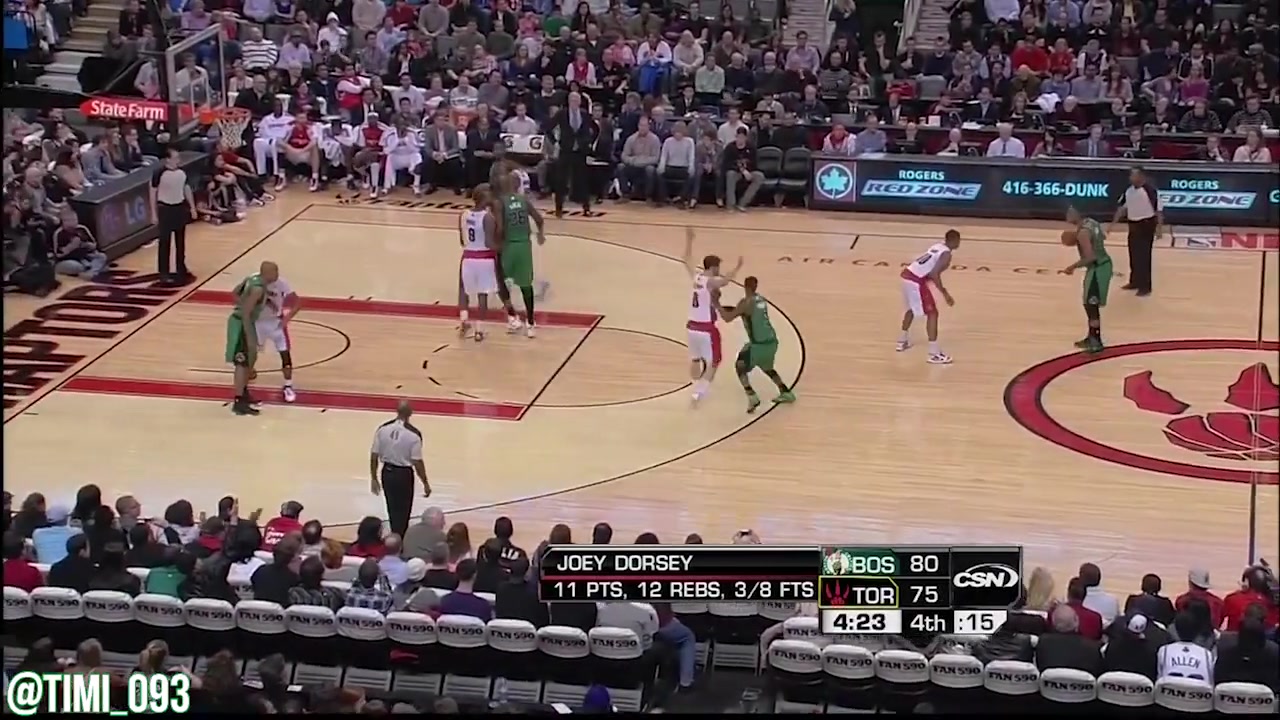 Paul Pierce dunks it over TWO helpless Raptors 2011