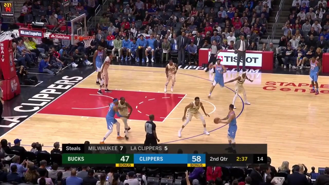 Milo Teodosi with an incredible no-look over the shoulder pass between two players to DeAndre Jordan for the dunk is seconds later forced to go with what turned out to be a season-ending injury with replays Clippers commentary 3272018