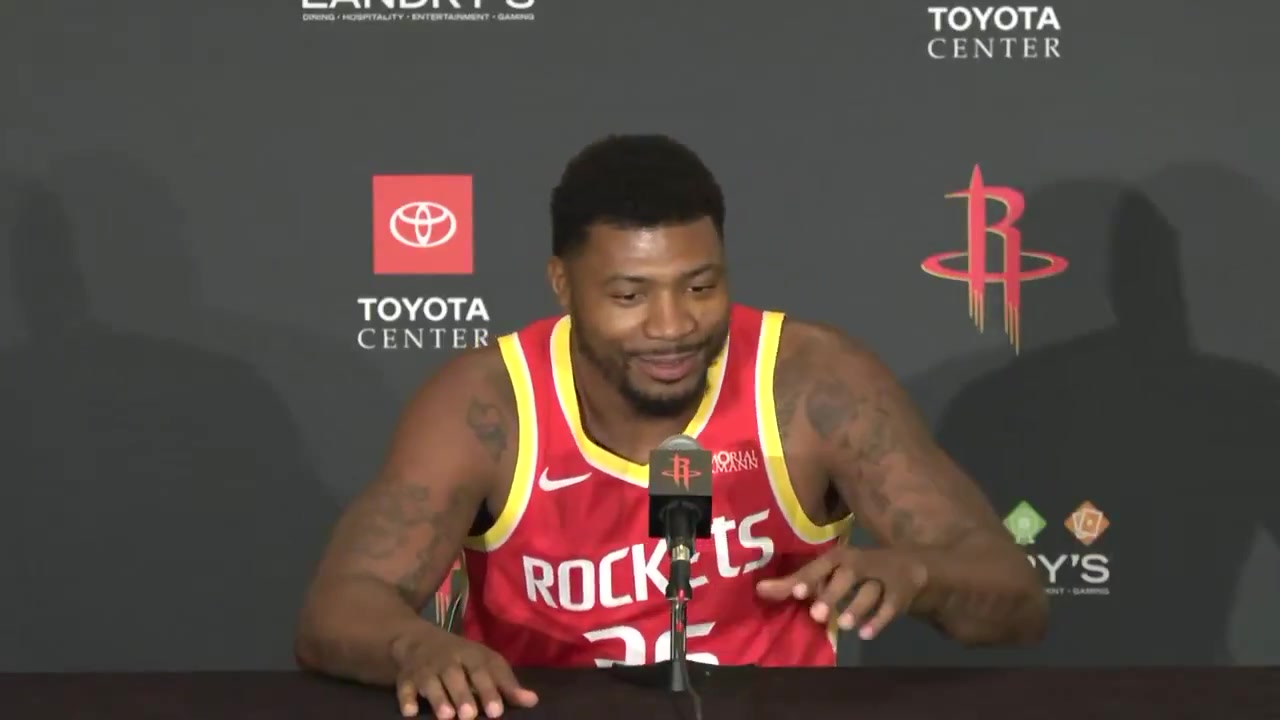 Marcus Smart on playing with Kevin Durant I get to be on the other side of him taking the shots and not taking the shots over mehis ability to make shots it doesn't matter who's there And it also doesn't help that he's close to seven foot and I'm close to six foot