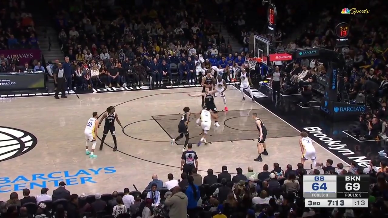 Three instances in the 2nd half where Steph Curry gets fouled makes the circus shot but does not get the continuation with replays He eventually gets a circut shot And-1 to go and points at his wife and kid