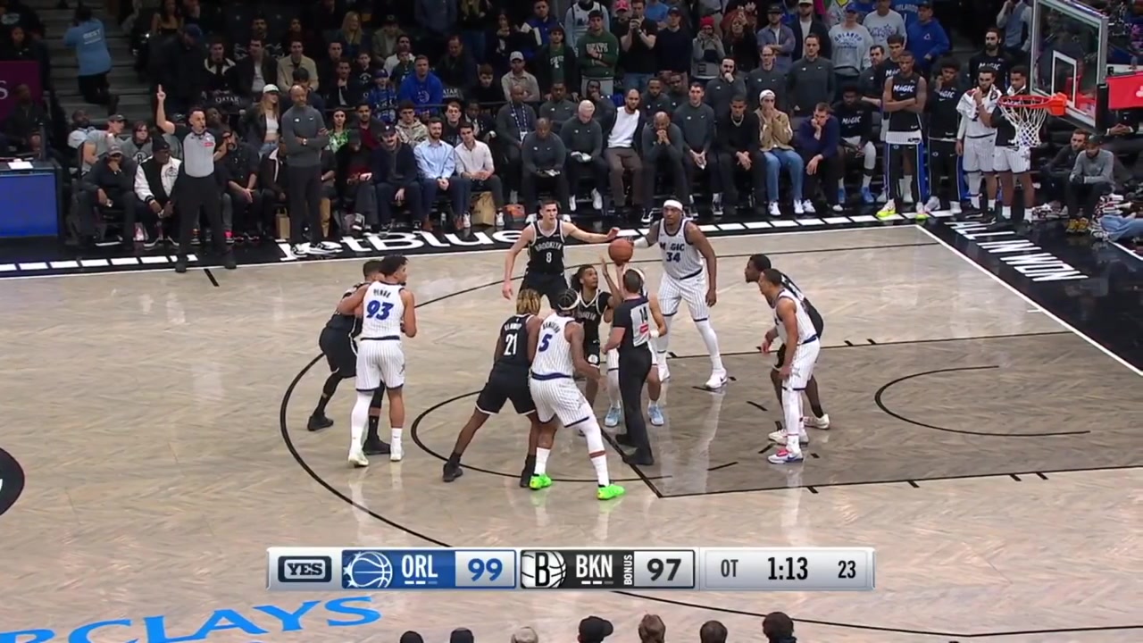 Egor Dmin hits the deep 3 over Wendell Carter Jr late in OT and then banks in the tough 3 over Carter once again to give the Nets the lead with 36 seconds remaining in overtime