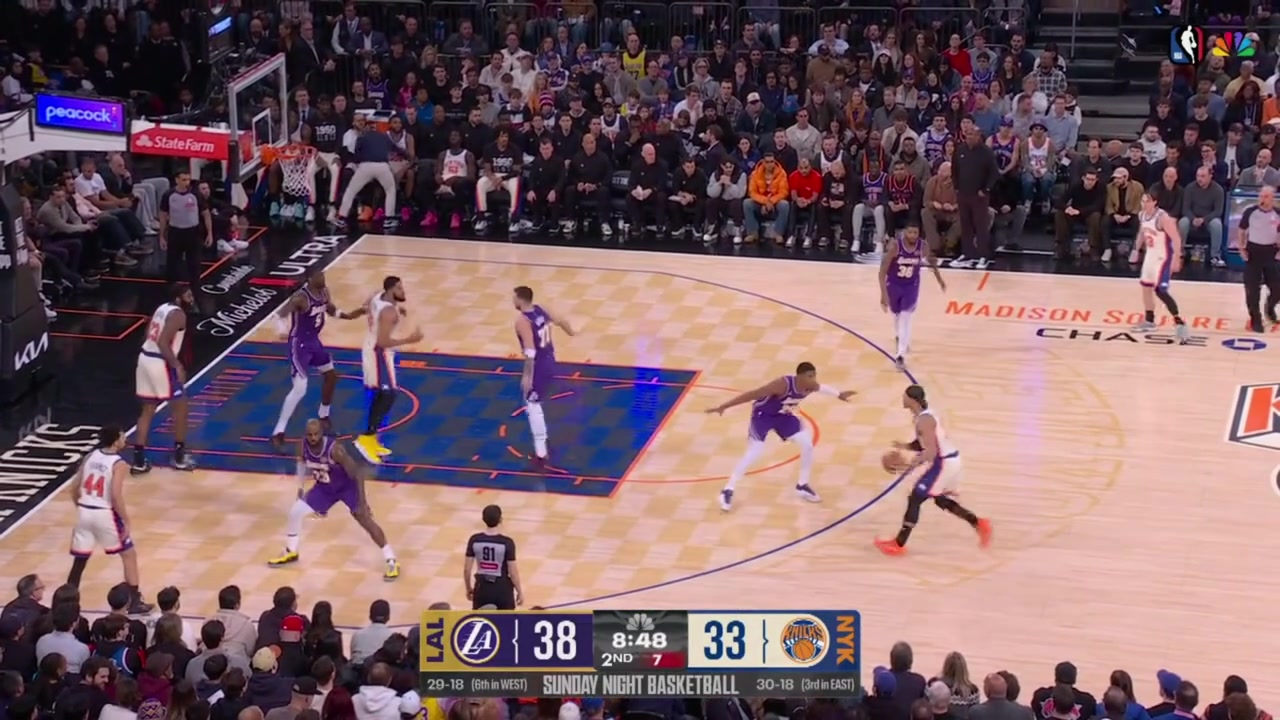 Josh Hart with a 3-pointer in Rui Hachimura's face and Luka Doncic with a step back 3 in Hart's face and the smile with a replay