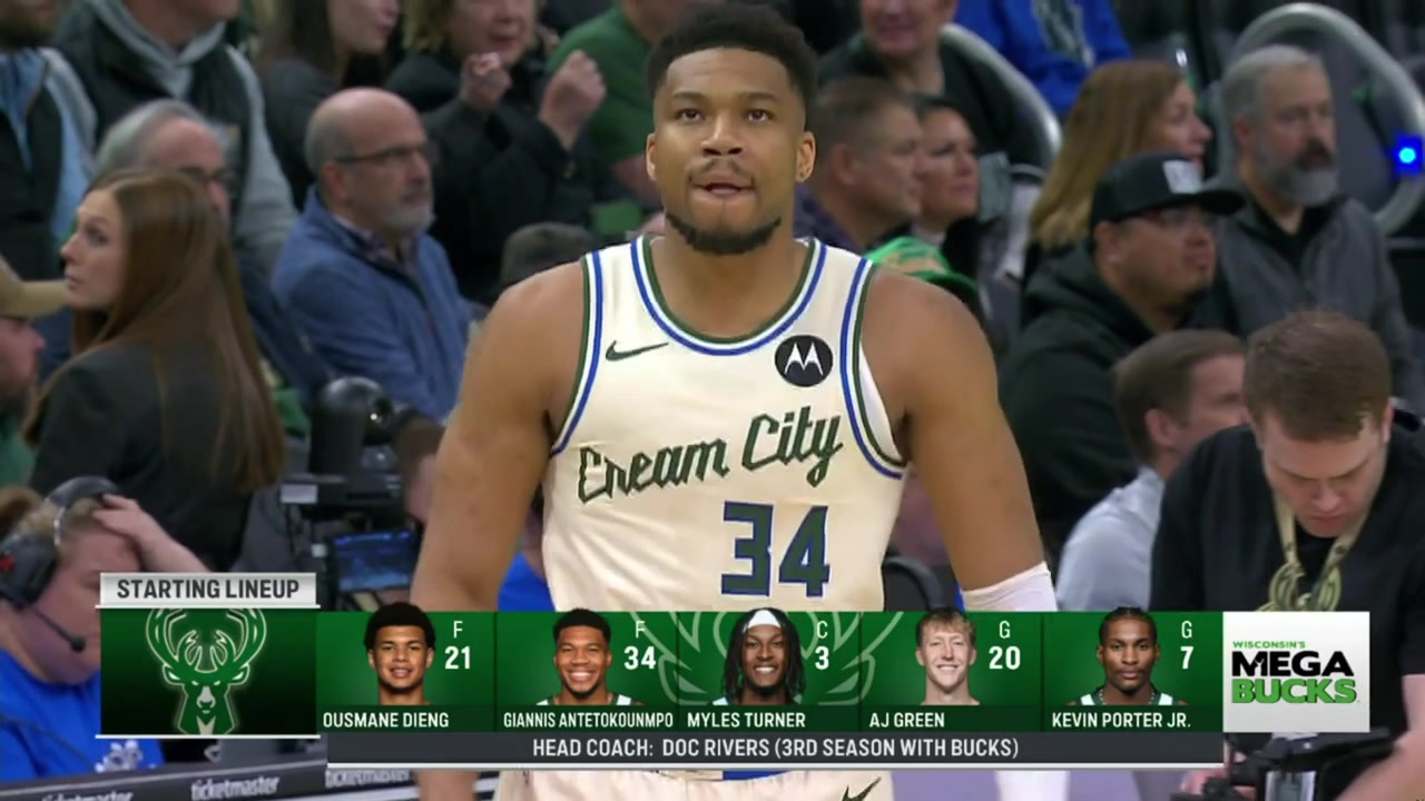 Giannis Antetokounmpo with his pre-game routine ends up with a pray