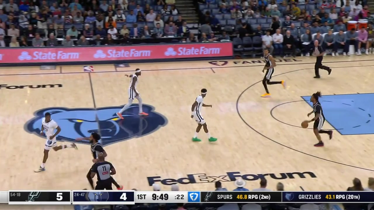 The Spurs with the absolutely dazzling 'swing swing' ball movement that ends with a 3 by Dylan Harper and Victor Wembanyama with the steal and the fastbreak alley-oop lob to Stephon Castle for the dunk with a replay