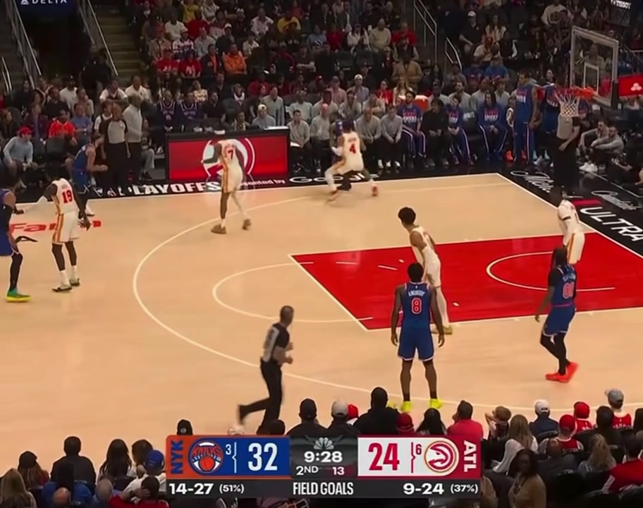 Mikal Bridges hits circus shot while on the floor that doesnt count