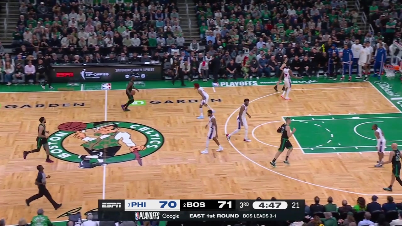 Injury Joel Embiid gets injured and heads to the locker room after a drive and a collision with Jaylen Brown with replays