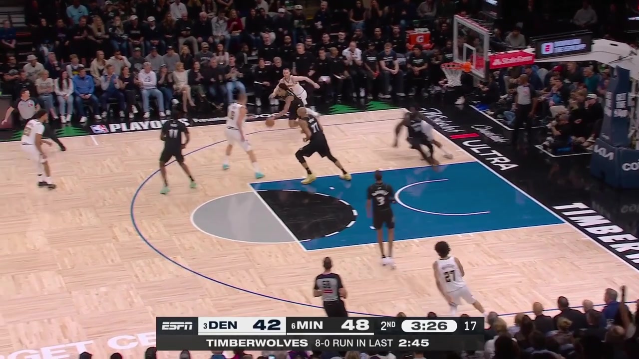 Cameron Johnson blocks Naz Reid on the fastbreak drive and Jaden McDaniels hits the floater off the inbound pass with replays