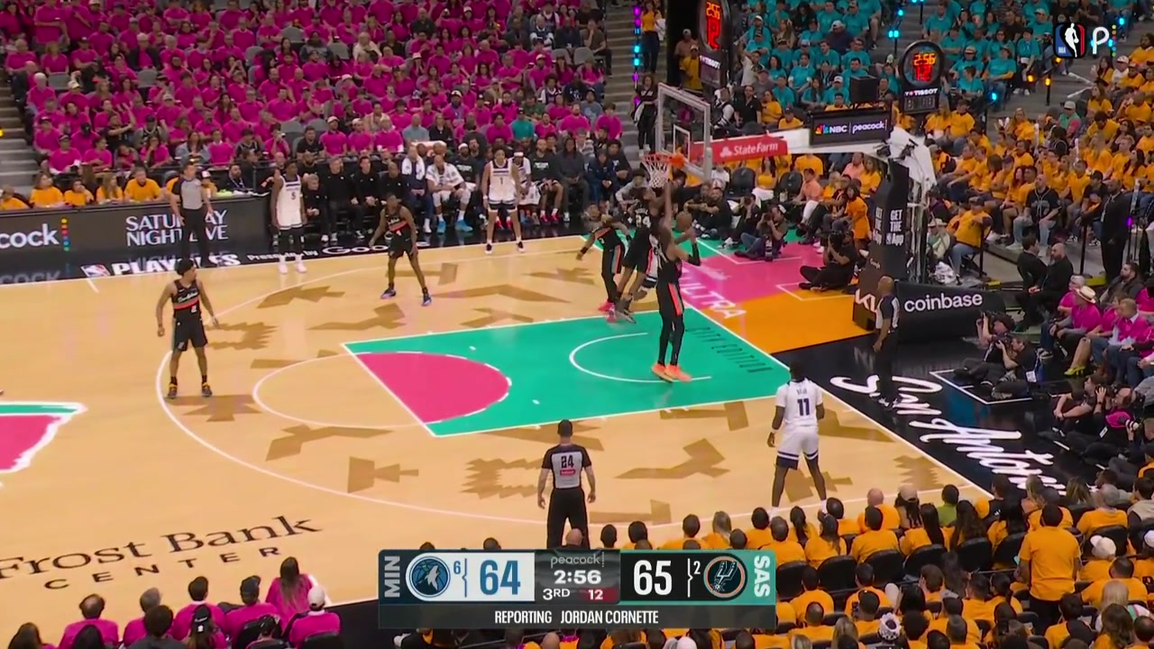 Victor Wembanyama is on triple-double watch after his 10th block 8 pts 10 reb 10 blk - most in spurs playoff history