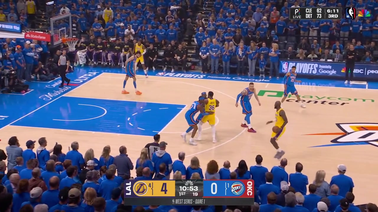 LeBron James hits a pullup 3-pointer over SGA