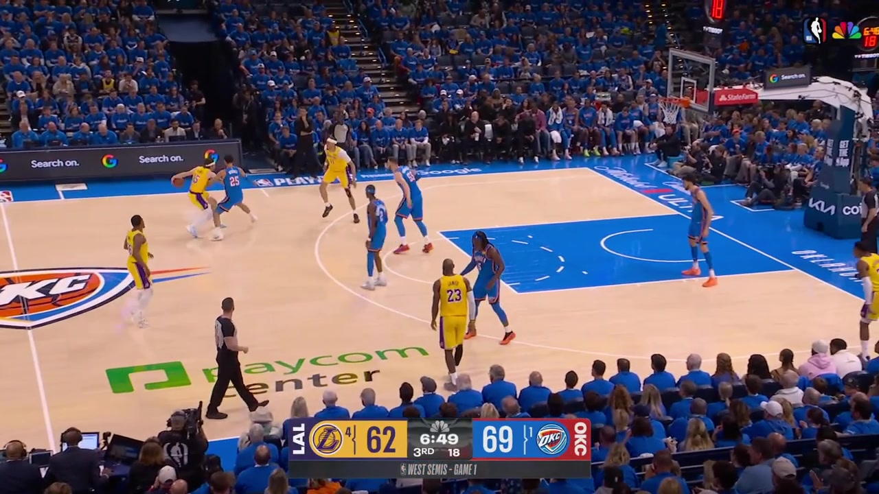 LeBron James with the casual no look dime to Rui Hachimura for the wide open corner 3