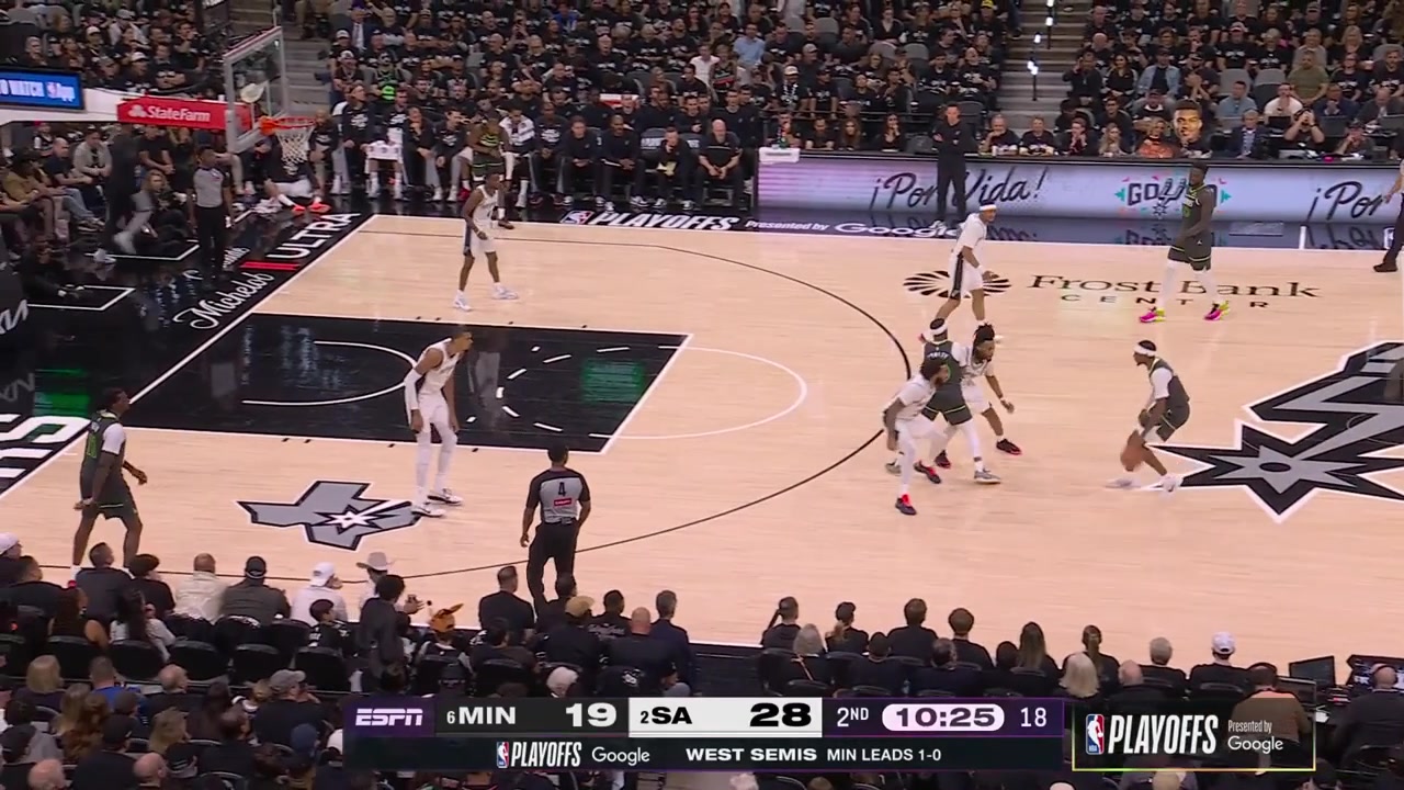 Naz Reid hits the step back corner 3 over Victor Wembanyama with a replay