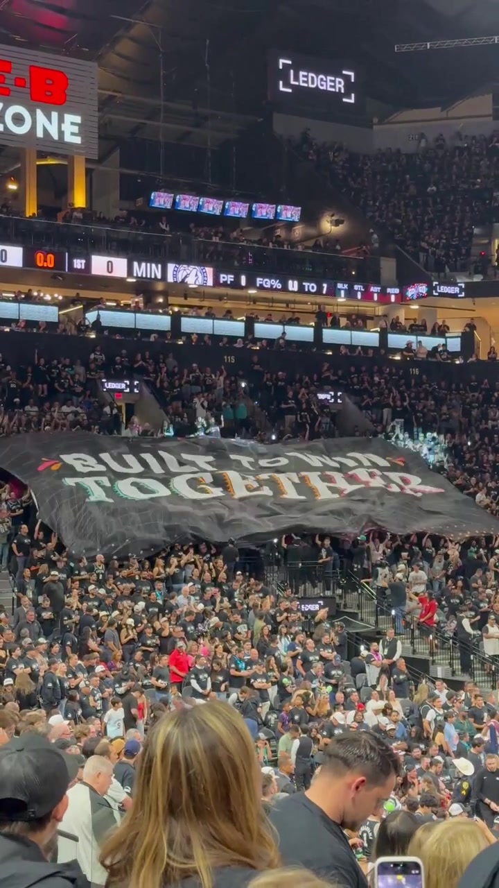 During yesterday's Spurs-Wolves the Jackals the section of fans created by Wemby and modeled after ultras from European soccer waved a giant tifo during tip-off
