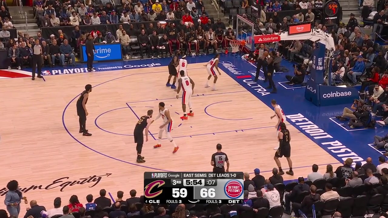 Donovan Mitchell banks in the tough deep 3-pointer over Daniss Jenkins and Jalen Duren showing some emotions with a replay