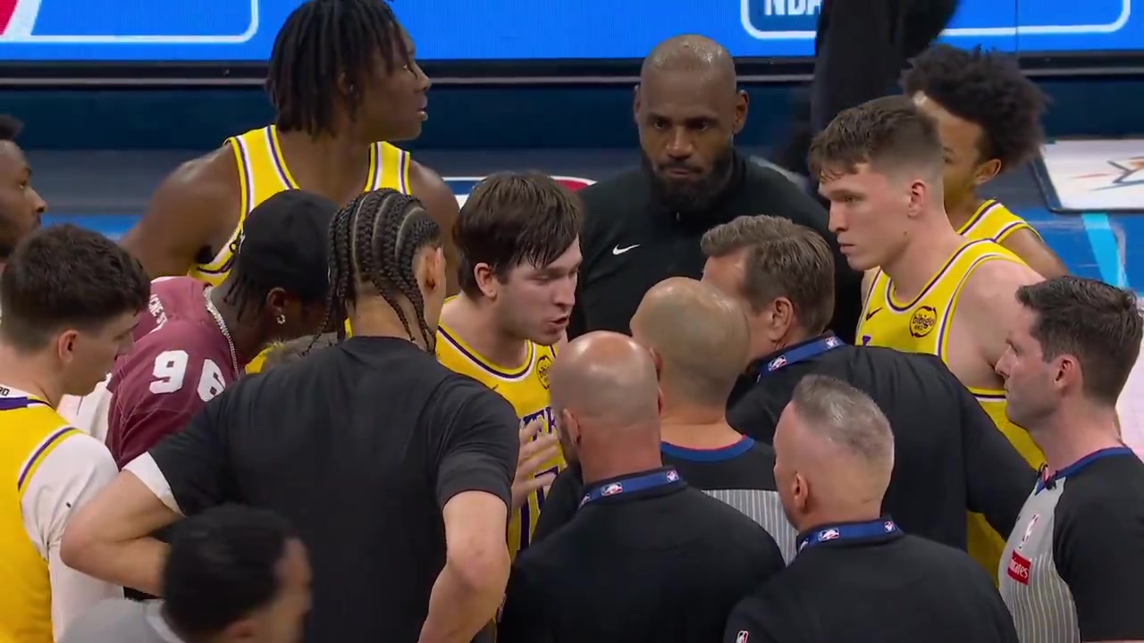 The Los Angeles Lakers who have the highest FT differential in the league over the last five years spends some time after the final whistle to argue with the referees