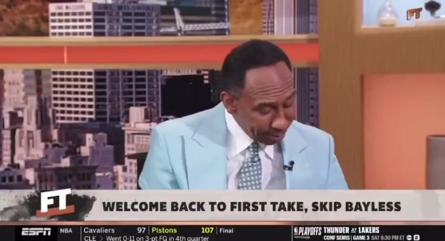 Even Stephen a smith is shocked when skip bayless said he elevated LeBron to 9th on his all time list