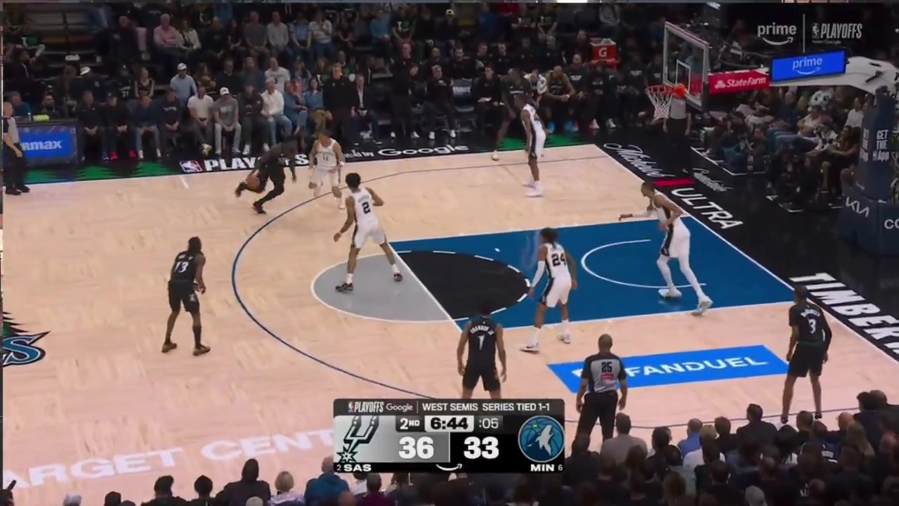 Spurs and Timberwolves players drawing fouls in Game 3