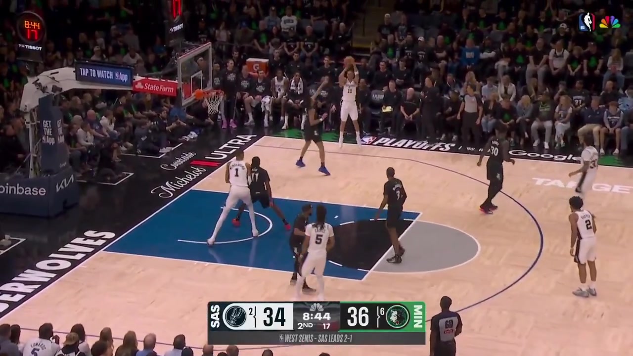 Victor Wembanyama grabs the offensive rebound over Naz Reid holds the ball stares at Reid and gives him a powerful elbow over the neck area with replaysUpon review Wemby gets ejected from the game with a flagrant penalty-2Wembanyama was ejected for the first time in his career