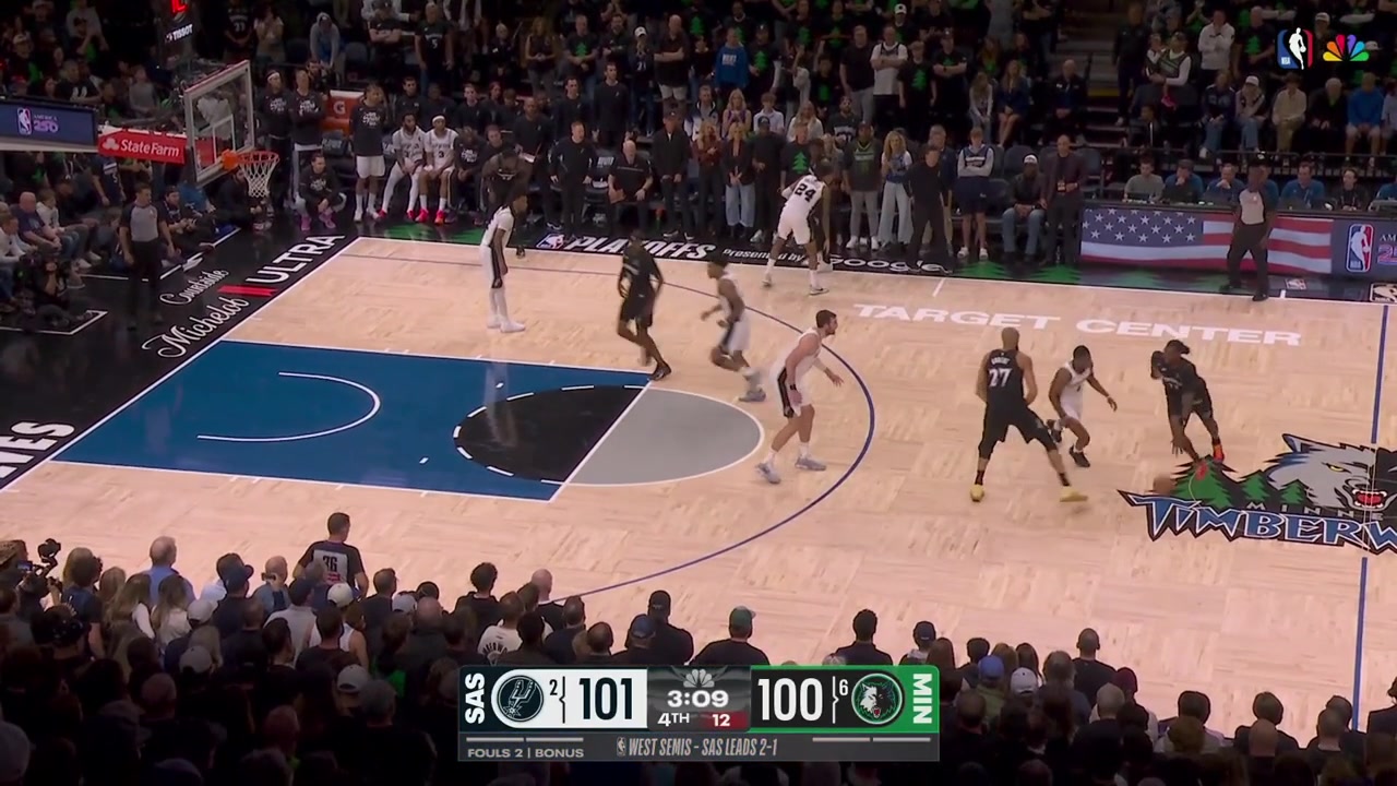 Naz Reid finds Rudy Gobert for the clutch And-1 on Luke Kornet to give the Timberwolves the lead with replays Gobert also makes the clutch free throw