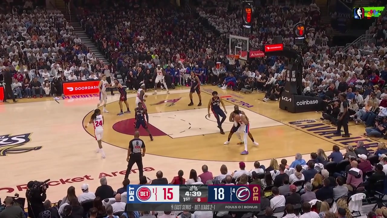 Tobias Harris hits the fadeaway jumper over James Harden to beat the shot clock and Isaiah Stewart scores in the paint to give the Pistons the lead with replays