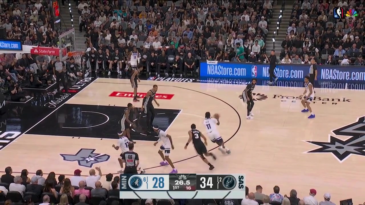 Naz Reid goes straight through Wemby for the score