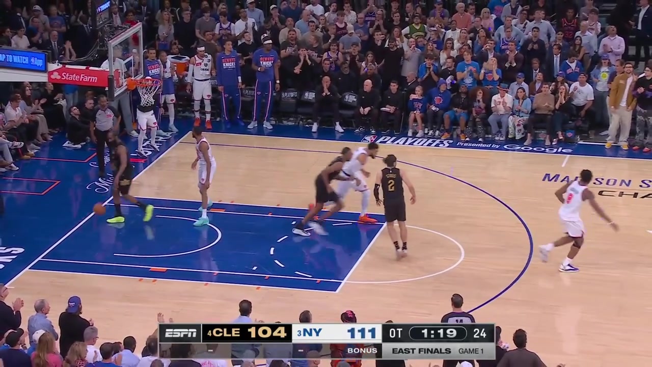 Mikal Theft Bridges with a sneaky steal from behind on Max Strus in overtime with a replayThe Knicks will win this one
