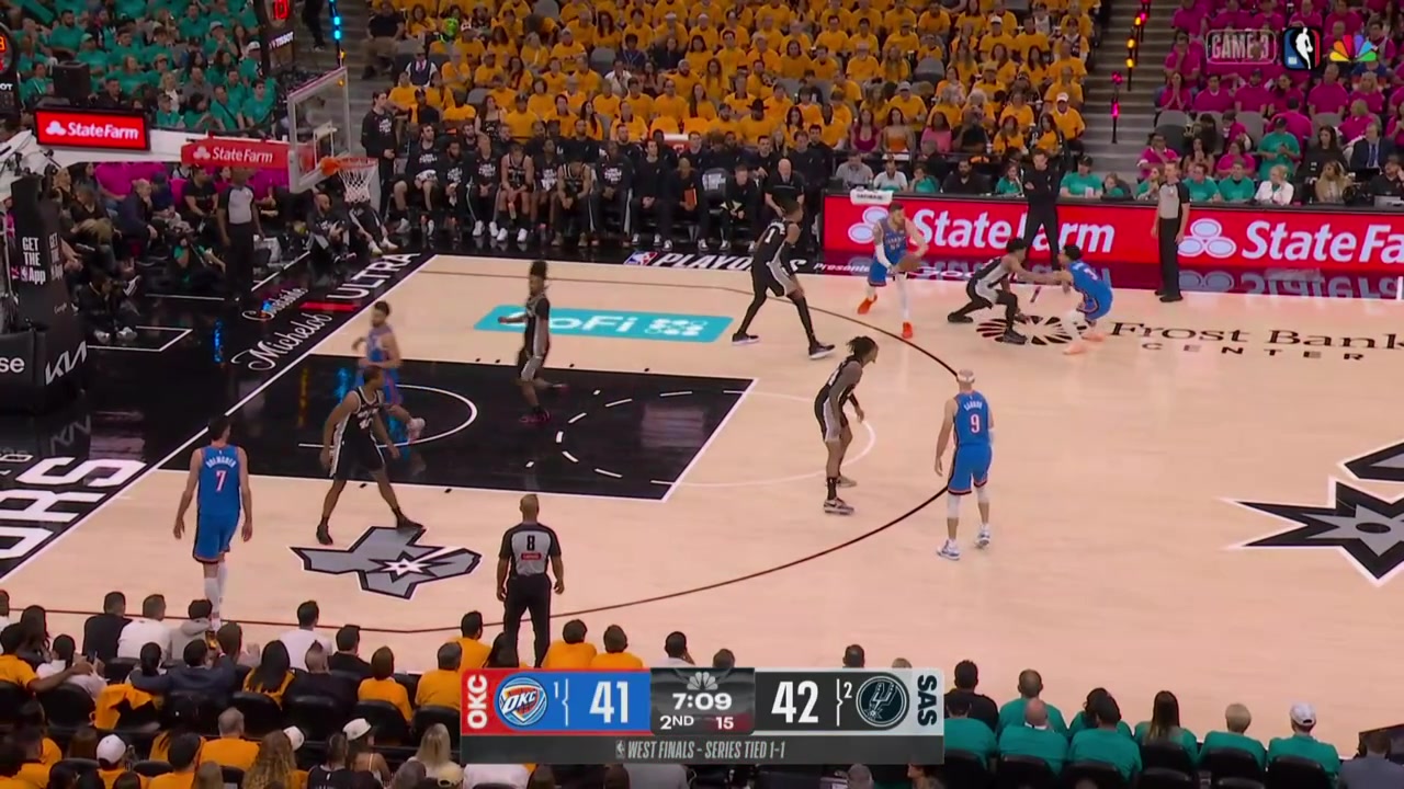 Jared McCain hits the mid range jumper over Wemby's outstretched arm