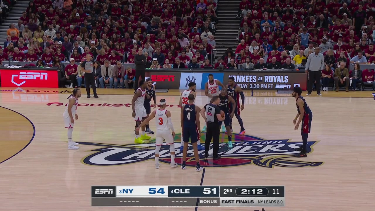 James Harden and Karl-Anthony Towns with a chaotic jump ball Max Strus fails to draw the charge from Jalen Brunson as he slides on the floor and Brunson hits the jumper with replays