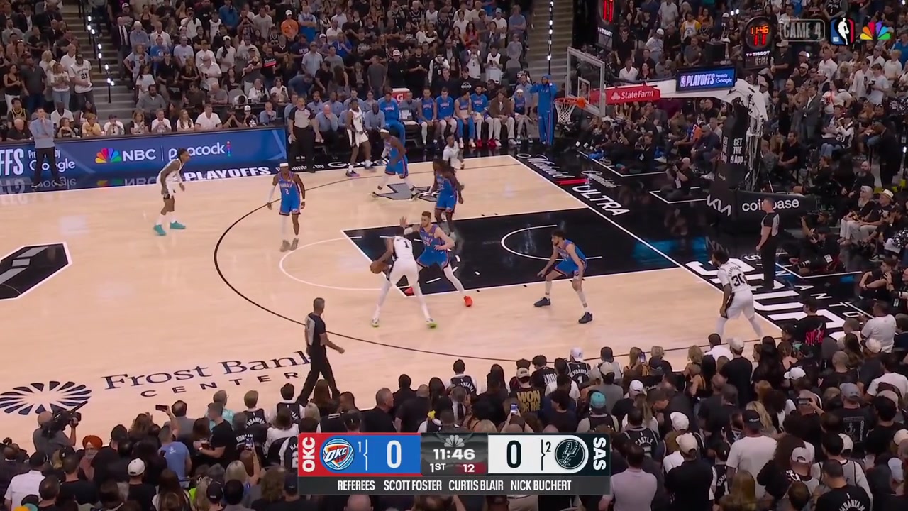 Victor Wembanyama misses the jumper gets the ball back and hits the 3-pointer to start game 4