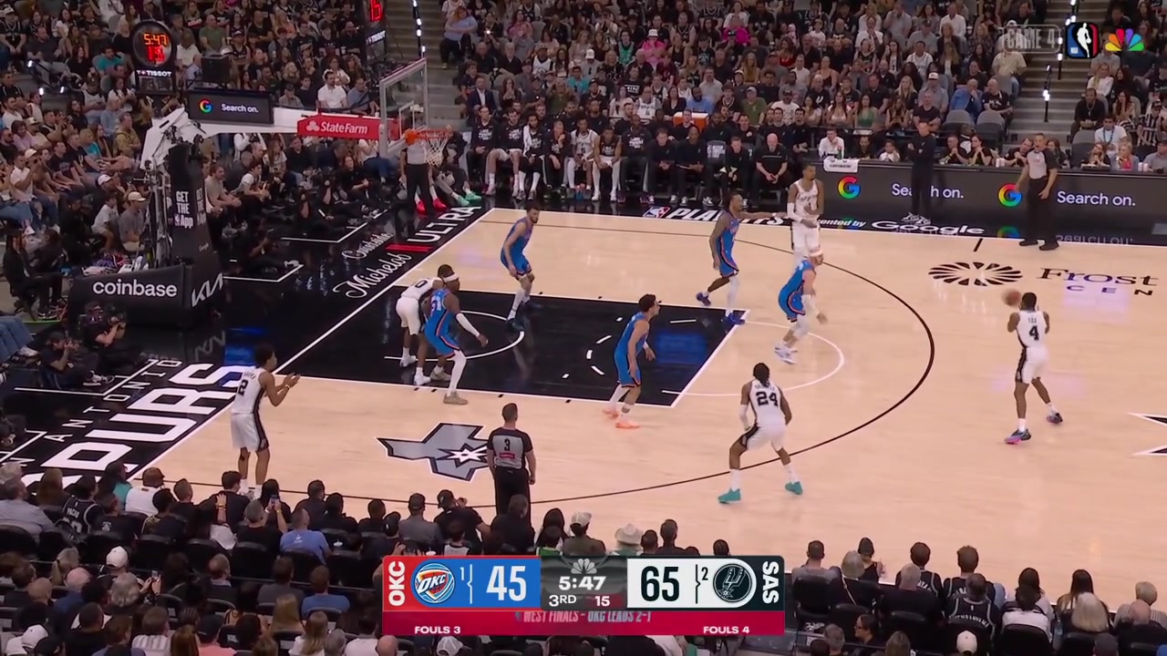 The Spurs with a beautiful ball movement and Victor Wembanyama finds De'Aaron Fox for the 3-pointer