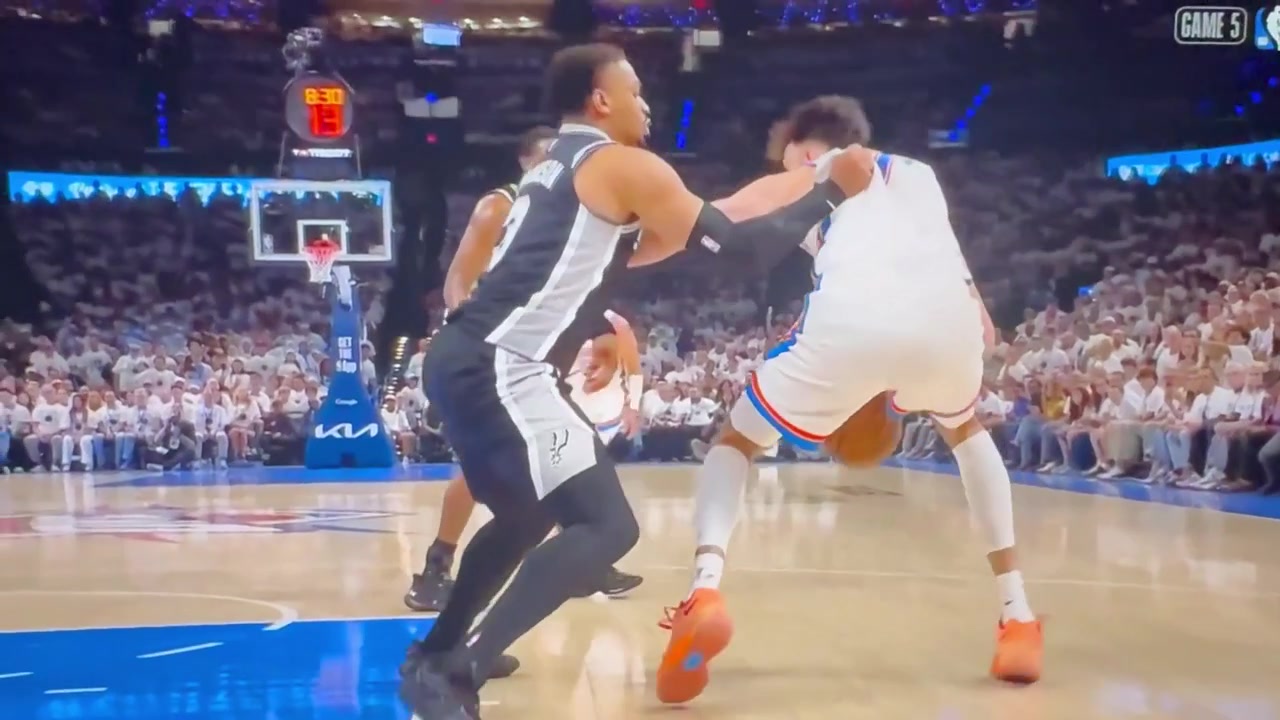 Keldon Johnson is flabbergasted by the call