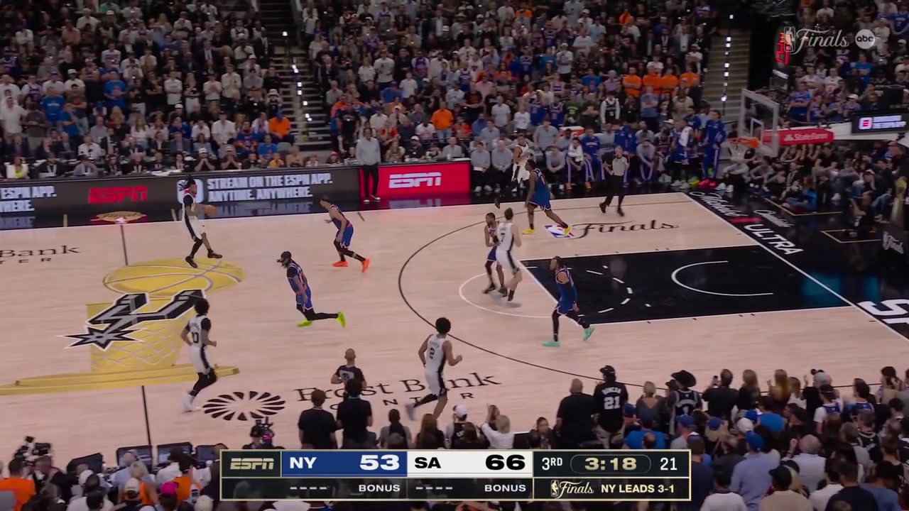 Dylan Harper drives on Jalen Brunson spins misses and scores the putback to give him 21 pointsHe also commits a rookie mistake fouling Jalen Brunson shortly after