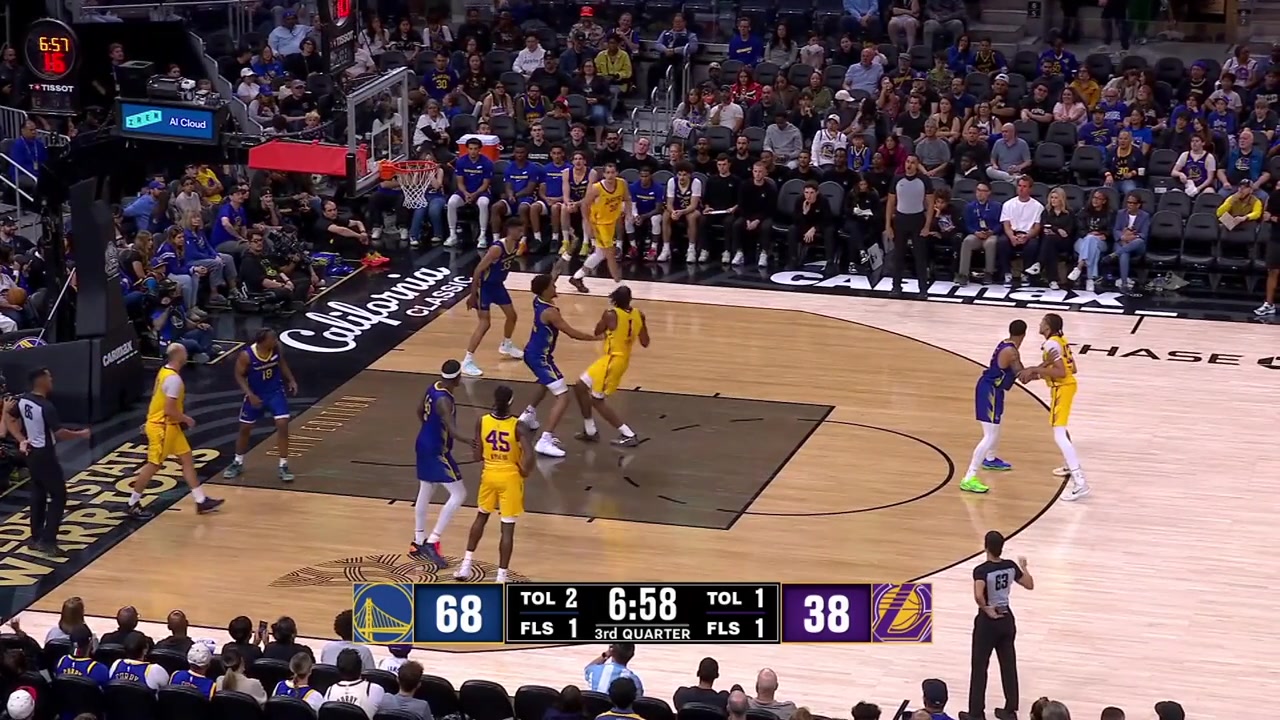 Yaxel Lendeborg blocks Thiero but the Lakers still score as William Kyle III with the putback tip in