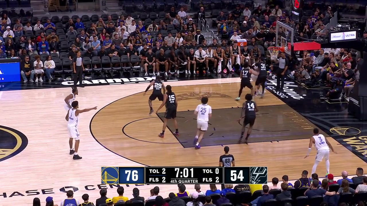 Malevy Leons nearly turns the ball over misses the shot and the ball reaches to Yaxel Lendeborg who nails the wide open 3 his 3rd of the night