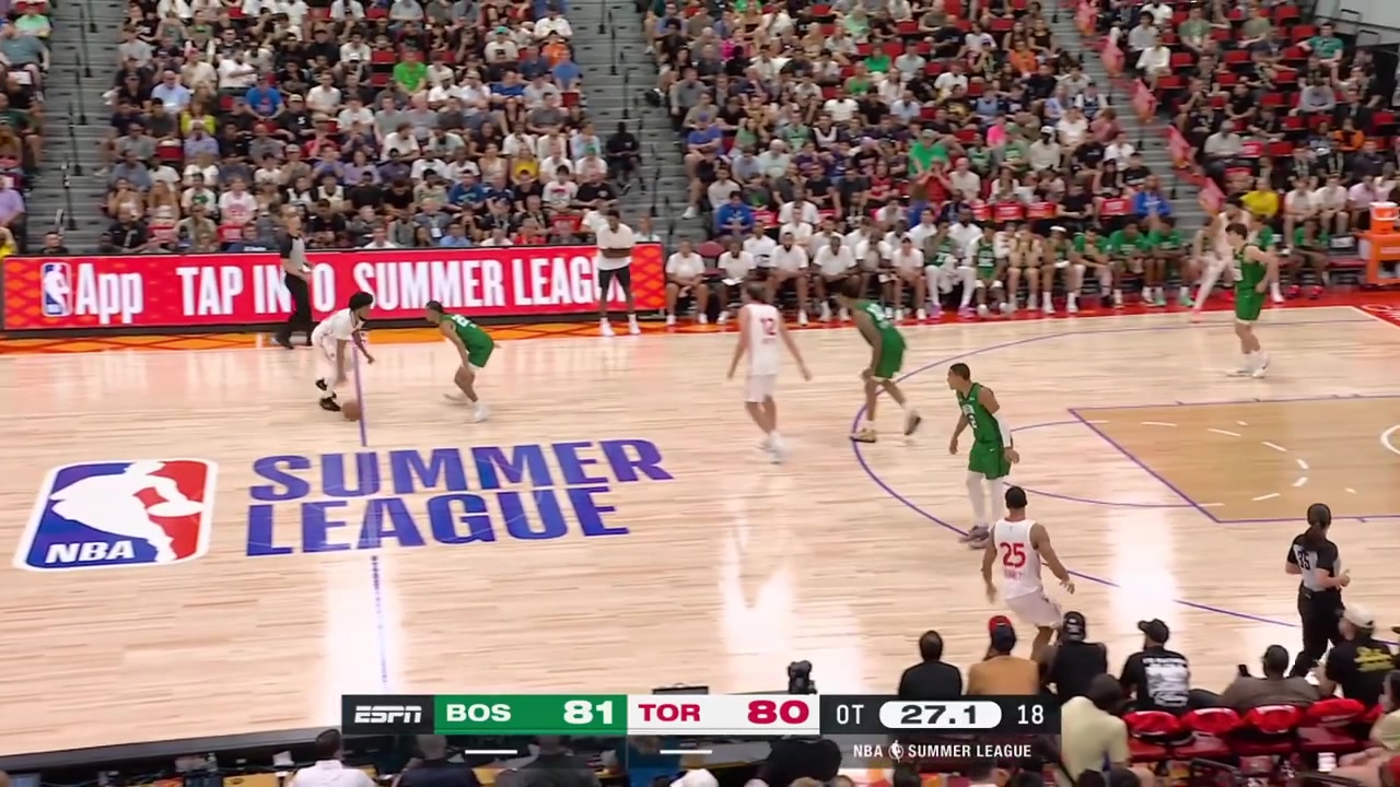 John Tonje with the clutch steal and the fastbreak dunk to put the Celtics up 3 in overtime the Raptors miss several chances to tie the game including a 3-pointer that goes in-and-out at the end after a lot of hustle in a very intensive possession with a replay