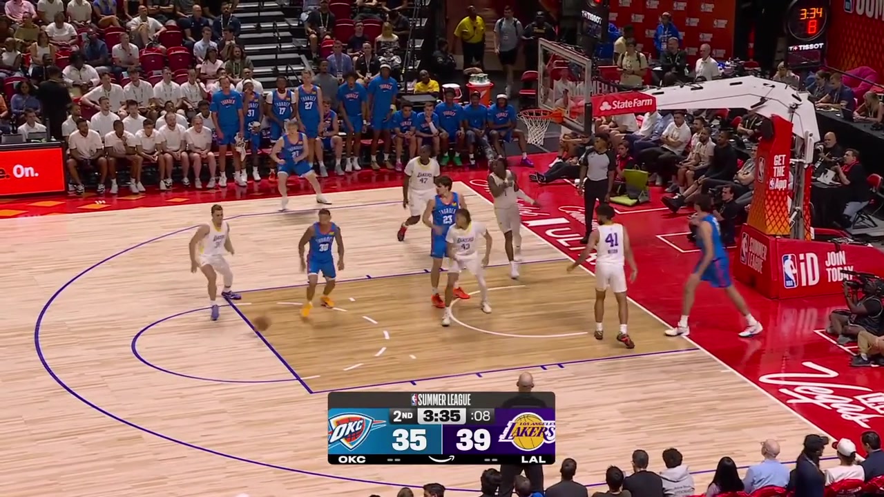 Adou Thiero goes full force for the powerful two-handed dunk with replays