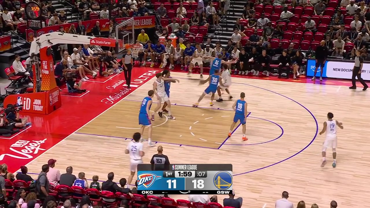 Colby Jones hits the fadeaway Nicholas Boyd steals the ball and passes to Lachlan Oblrich who decides to make an alley-oop dunk from it with replays