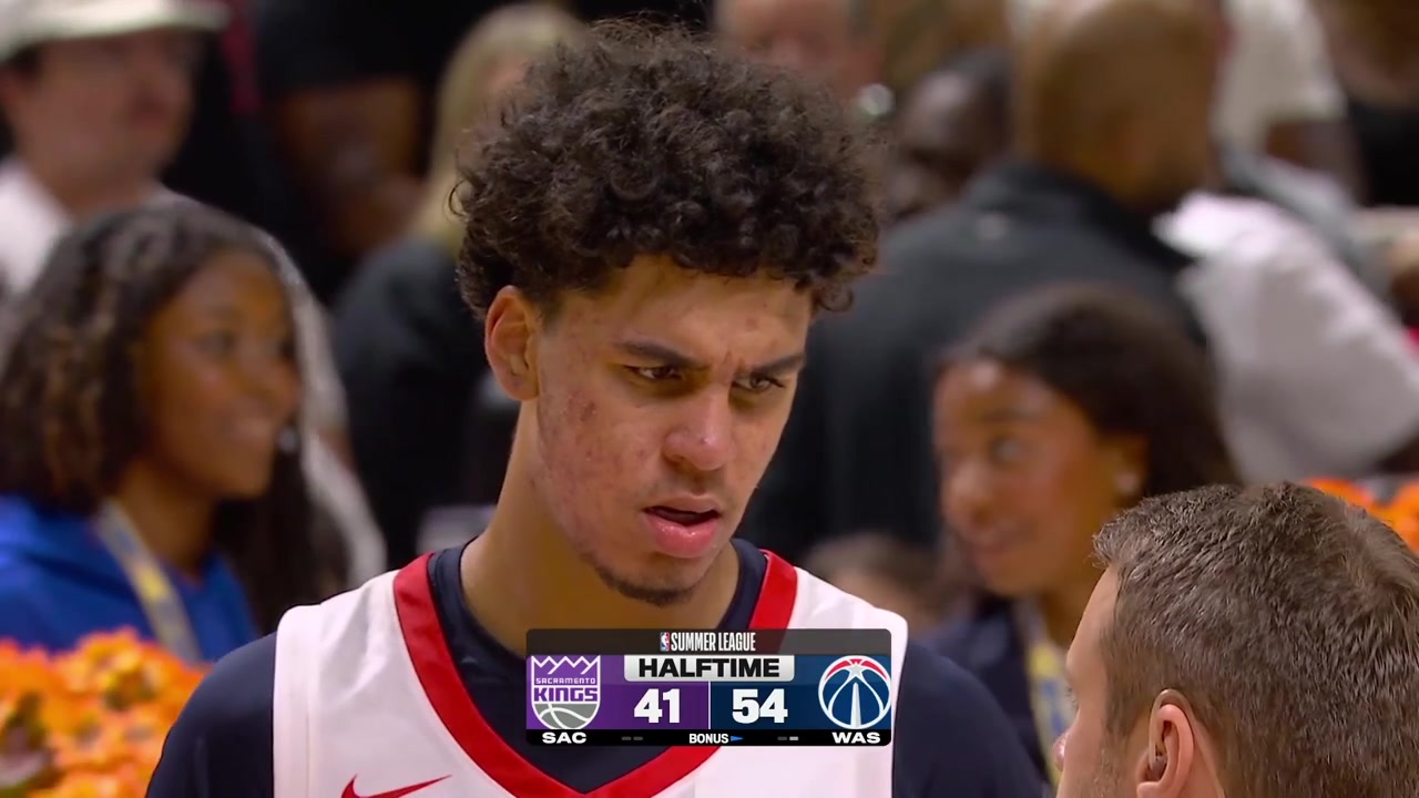 AJ Dybantsa halftime interview on the court - Kings vs Wizards - Las Vegas Summer League