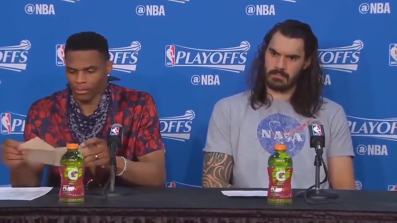 Russell Westbrook Gets Angry At Reporter For Trying To Split Up The Team With His Questions - Reporter Also Refuses To Give Up Mic Since He Has No Answer To His Question I don't want nobody to try and split us up We all one team