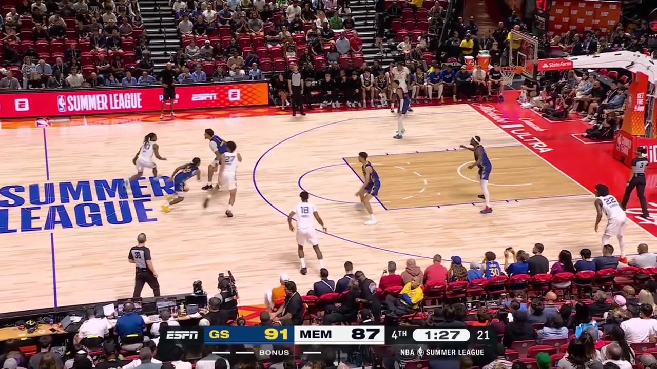 Cedric Coward hits the clutch corner 3 to cut the Warriors' lead to just one with 79 seconds remaining in regulation with a replay