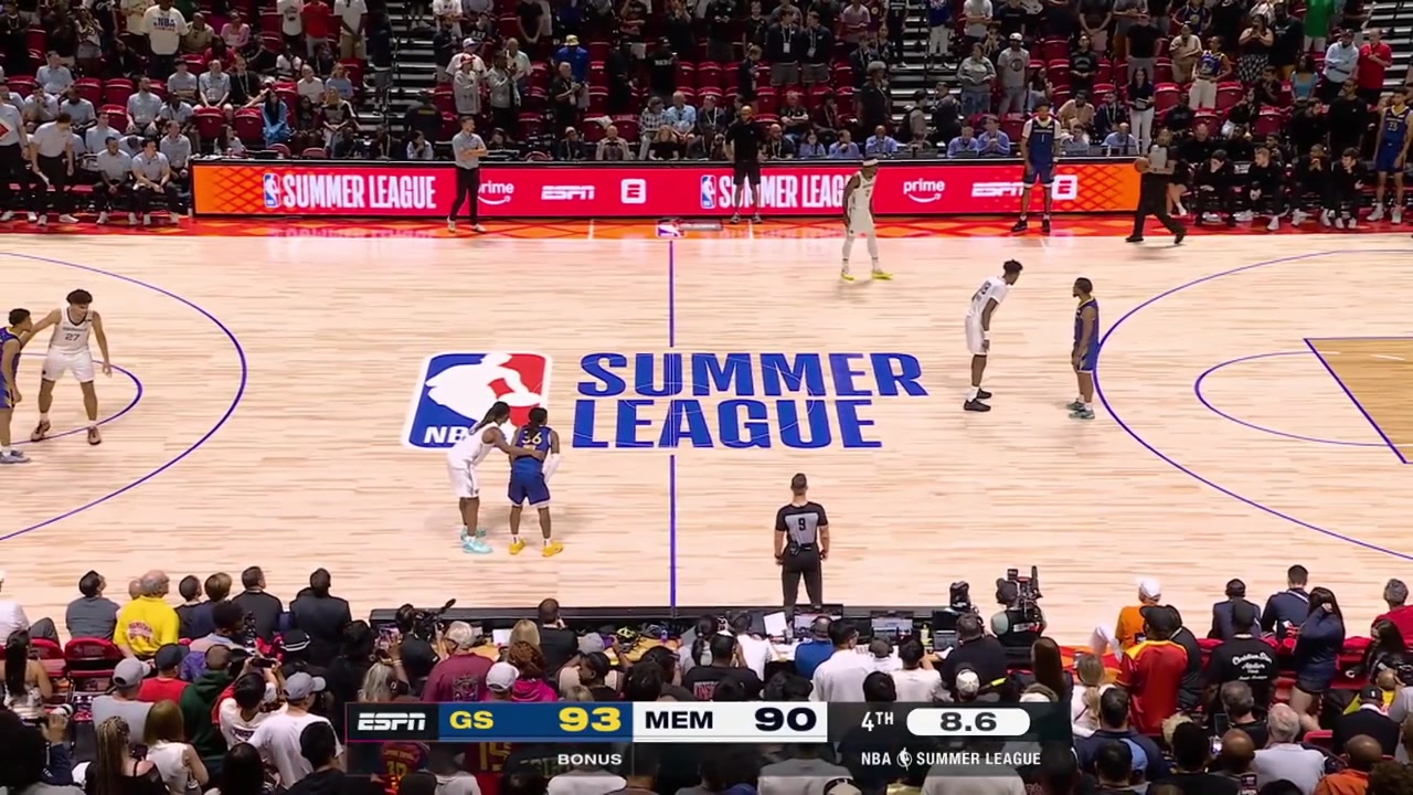 LJ Cryer gets away from Olivier-Maxence Prosper who fails to foul him right away as Cryer takes 6 seconds off the clockCryer splits the free throws and the Golden State Warriors are the 2026 NBA Las Vegas Summer League champions
