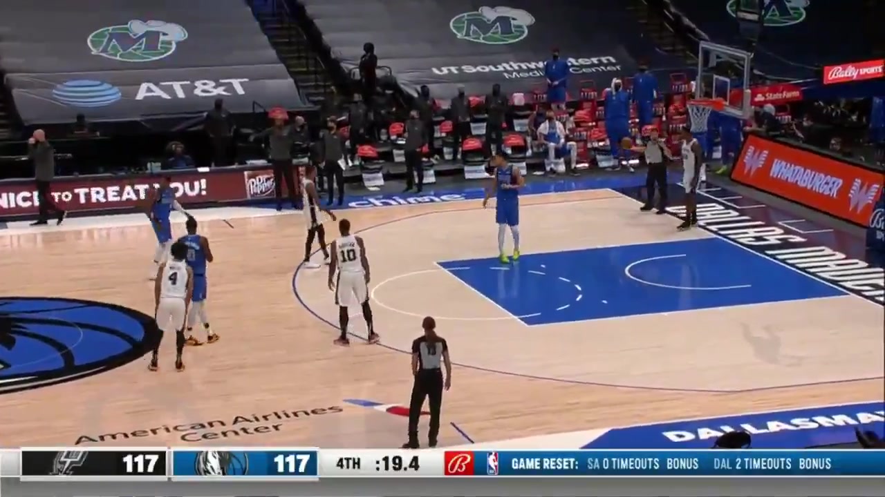 DeMar DeRozan hits the game-winning jumper over Dorian Finney-Smith with 05 secs remaining in regulation with replaysLuka airballs the desperate 3 off the timeout - 41121 Mavericks and Spurs commentary