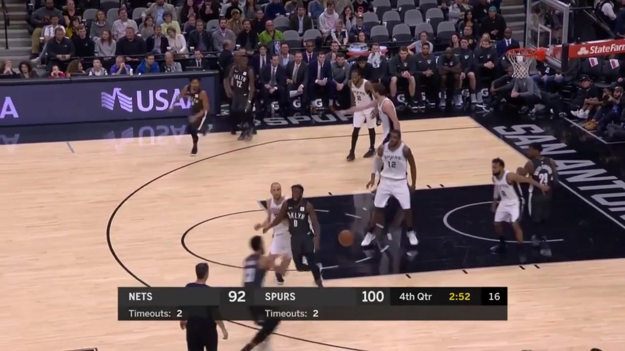 40-year-old Manu Ginobili soars for the two-handed putback dunk And-1 off a miss by Kawhi Leonard with replaysMulti-broadcast - EN1EN2CH - 12262017