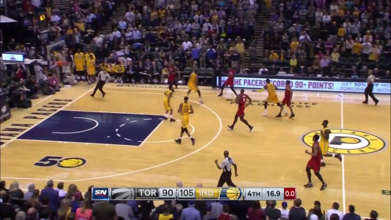 Lance Stephenson scores at the end of the game against the Raptors causing them to get pissed off