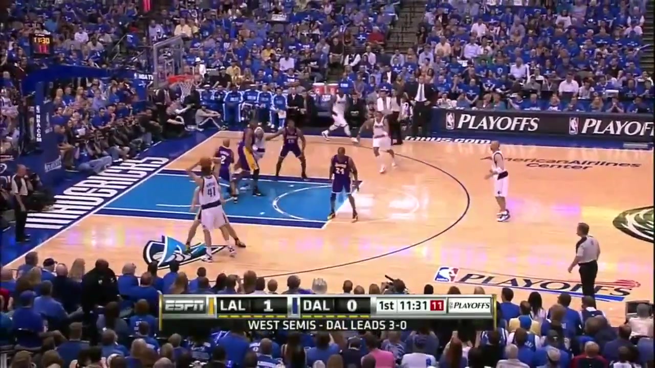 Dallas hits 20 3 pointers to sweep the defending champ Lakers 2011