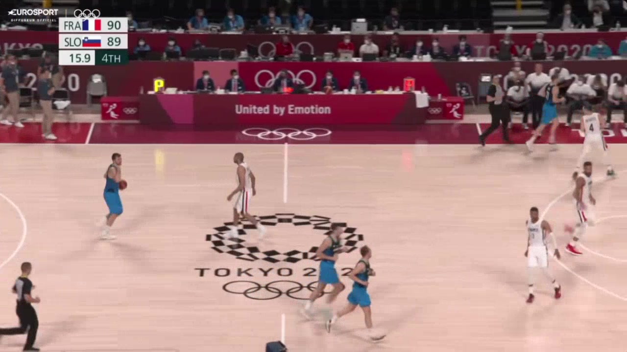 Nicolas Batum blocks Klemen Prepeli's layup sending France to the Olympics final in Tokyo