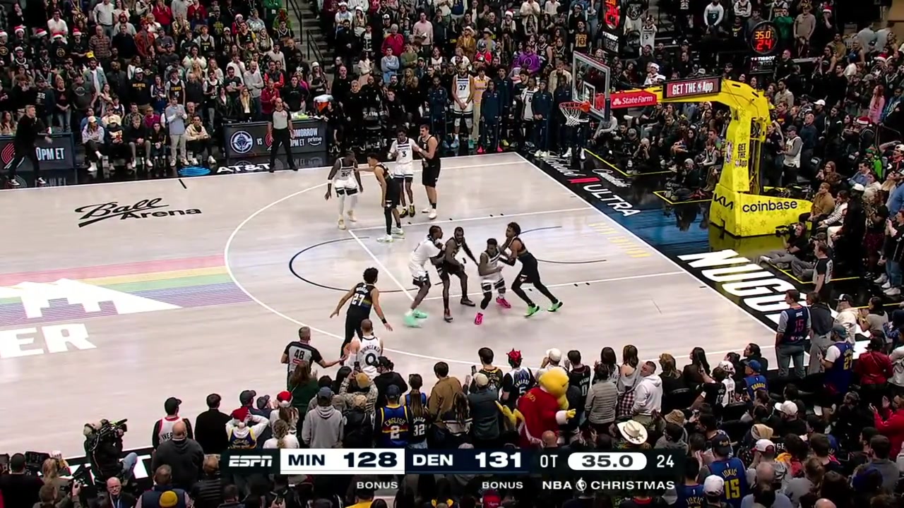 Incorrect no call from the game between the Nuggets and Timberwolves last night Jokic DEN initiates contact with Edwards' MIN arm that affects the pass attempt