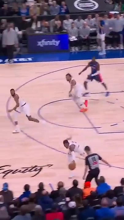 Cade Cunningham with a monster block on Miles McBride