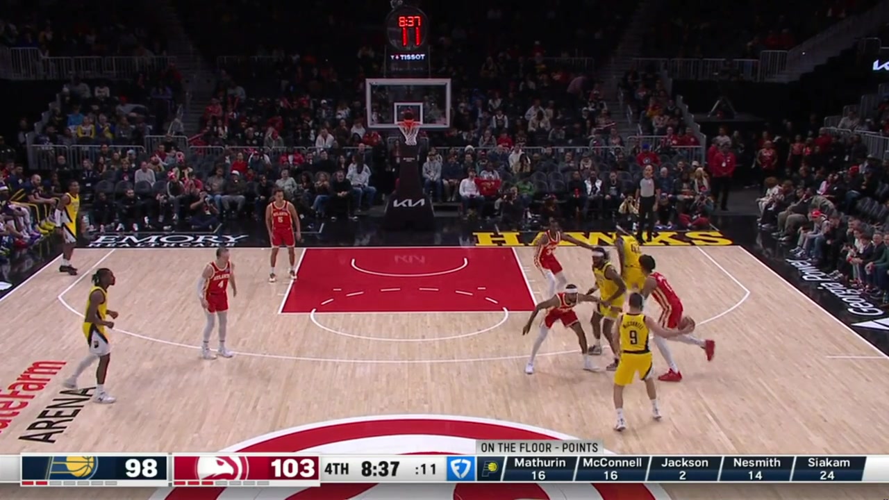 I'm loco for Koloko with the rebound and the fastbreak dunk off a dime by Luke Kennard and Dyson Daniels Up above with the dunk of a dish by Jalen Johnson with a replay Pacers timeout