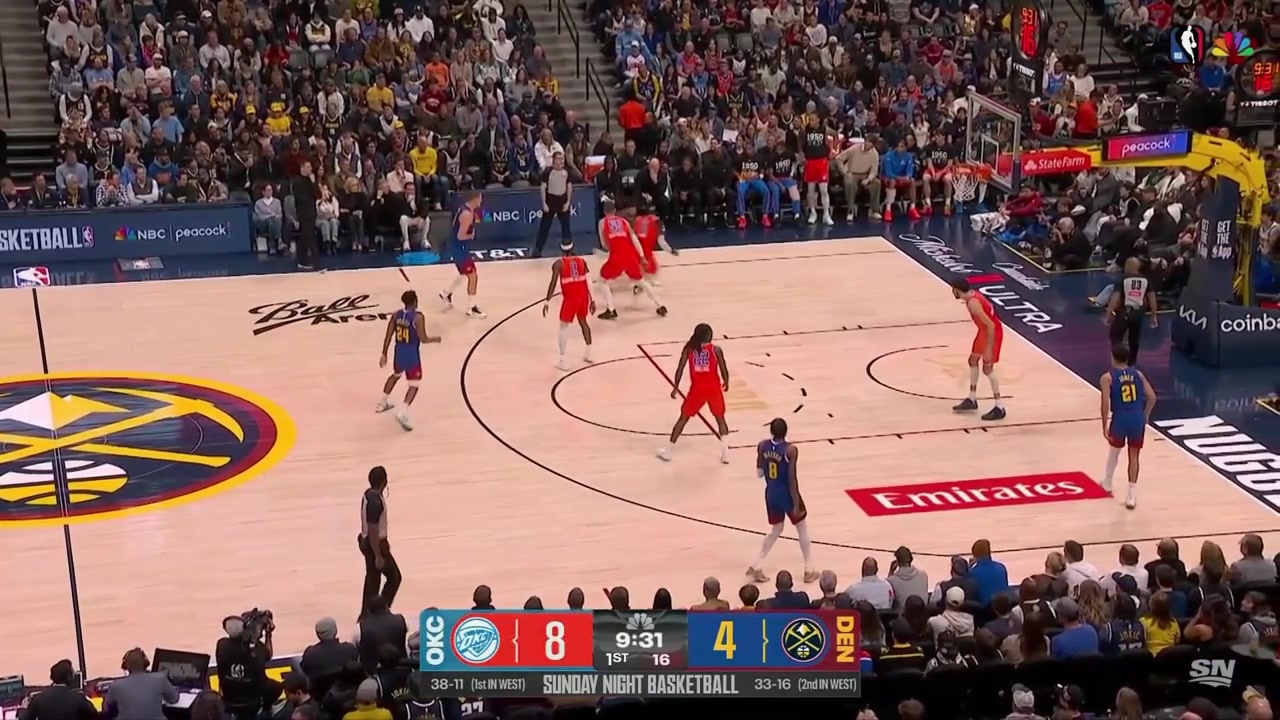 Jamal Murray sinks the tough shot over Luguentz Dort